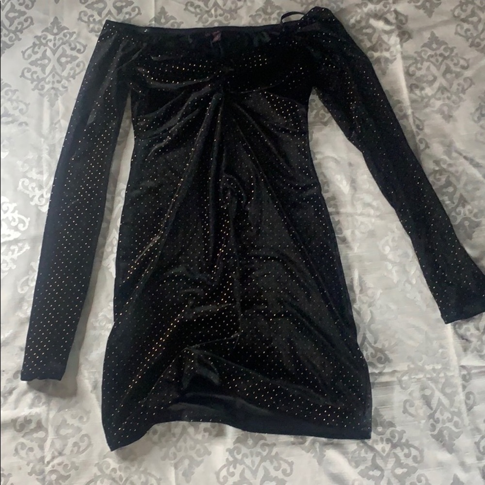 black and rose gold dress